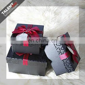 custom classic black art paper luxury gift box with bowknot
