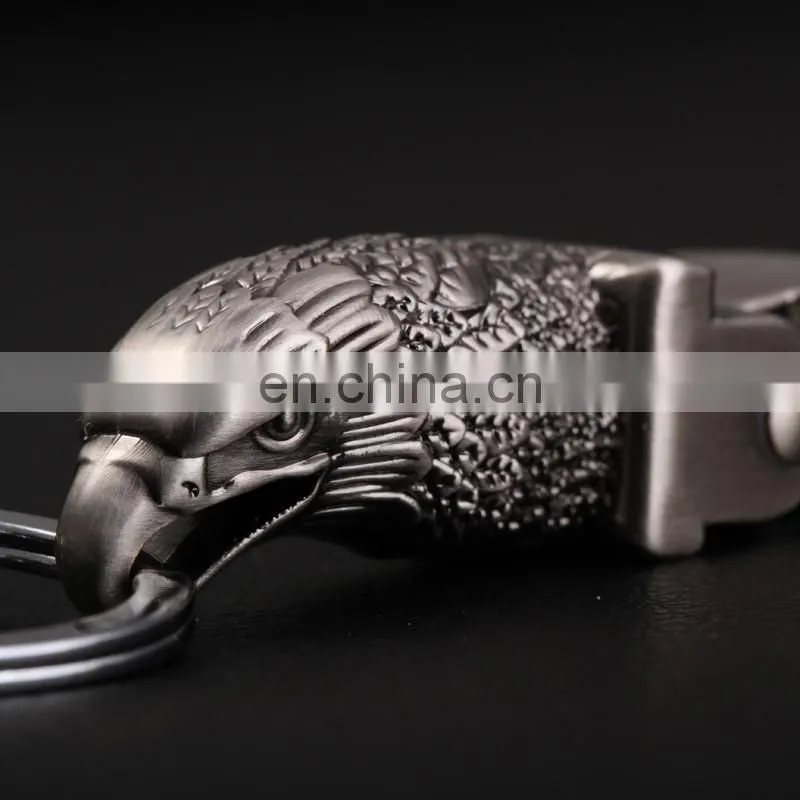 Luxurious Goshawk Head Leather Keychain, Custom Logo Leather Keychain