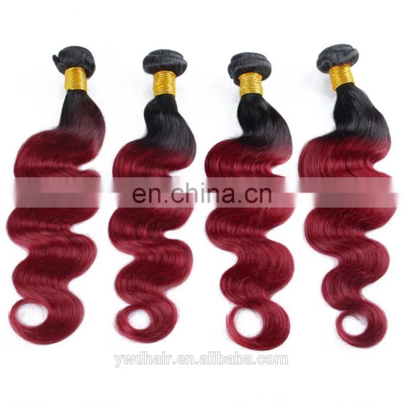 Ombre Brazilian Virgin Human Hair T1B/ 99J Color Ombre Hair Extensions Body Wave 3PCs 100% Human Hair