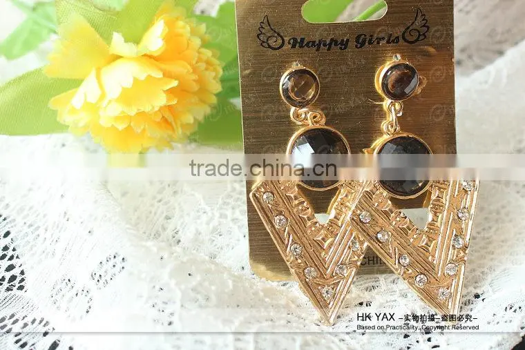W1031 gold triangle earrings,big triangle earrings new fashion,big gold triangle earrings
