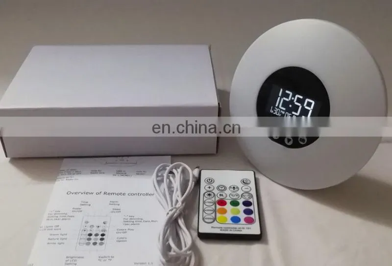 Remote control USB sunlight Wake Up FM Radio And Snooze Function Smart LED Alarm Desk & Table Clocks