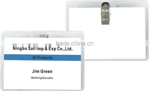 PVC badge card holder with clip / business card holder / pvc job card holder