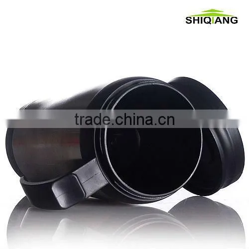 400ml travel bottles with plastic inner stainless steel outer promotional car mugs with lid and handle