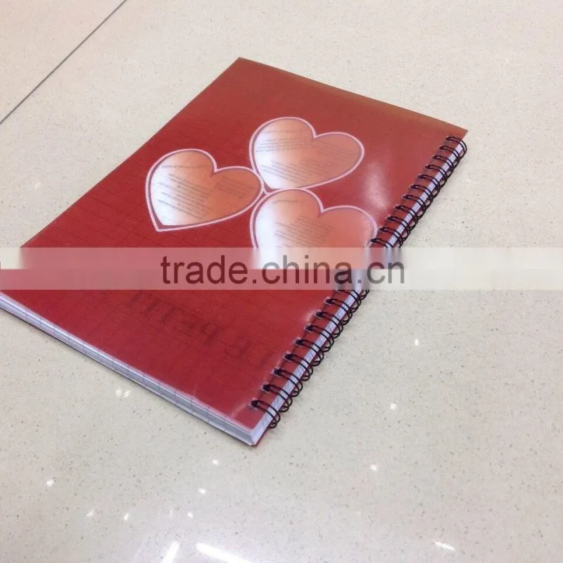 Plastic PVC cover notebook with double o wire