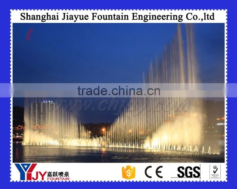Outdoor large scale gas explosion fountain project with music and led light in the lake