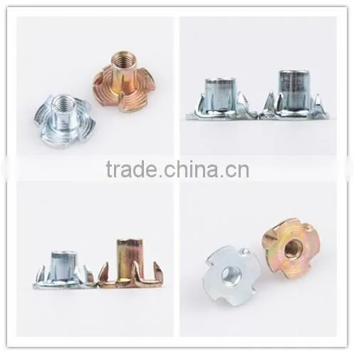 wood furniture stainless steel tee nut with 4 prong