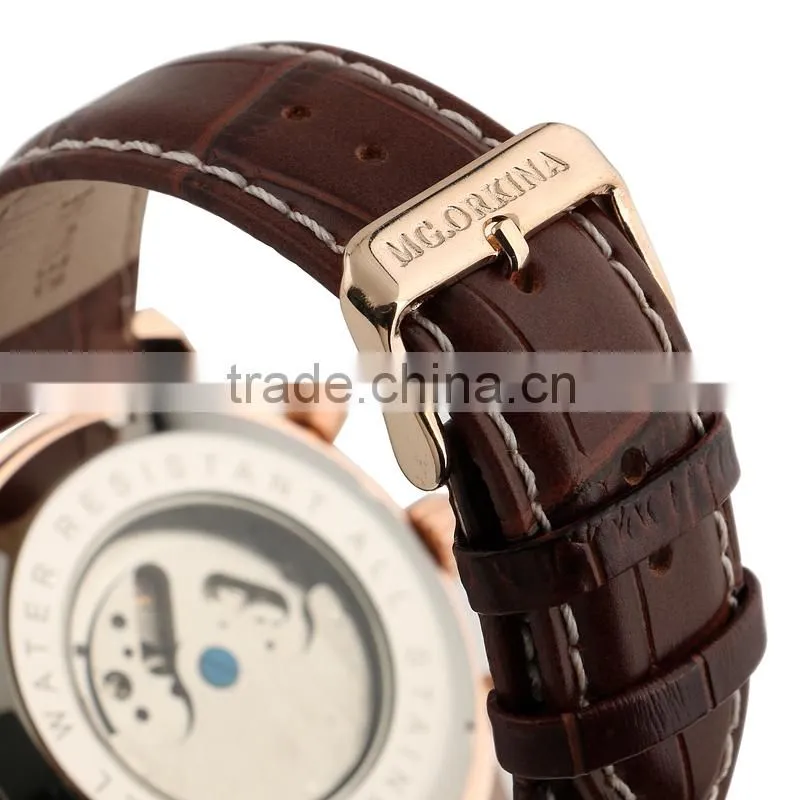 Tourbillon Skeleton Men Wrist Watch Rose Gold Men Automatic Mechanical Watch WM374