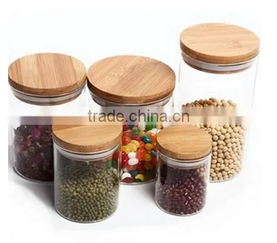 Coarse cereals glass jar for wholesale wood cap stopper