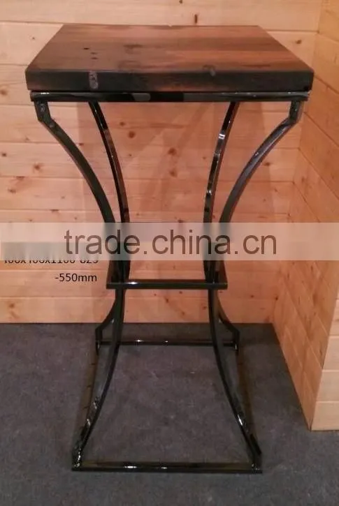 Home Decoration Use Special Simple Design Wooden Flower Stand With Stainless Steel Frame