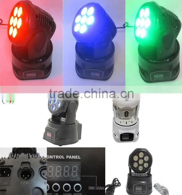 7PCS 12W RGBW 4 in 1 Mini Led Moving Head Wash Disco Light