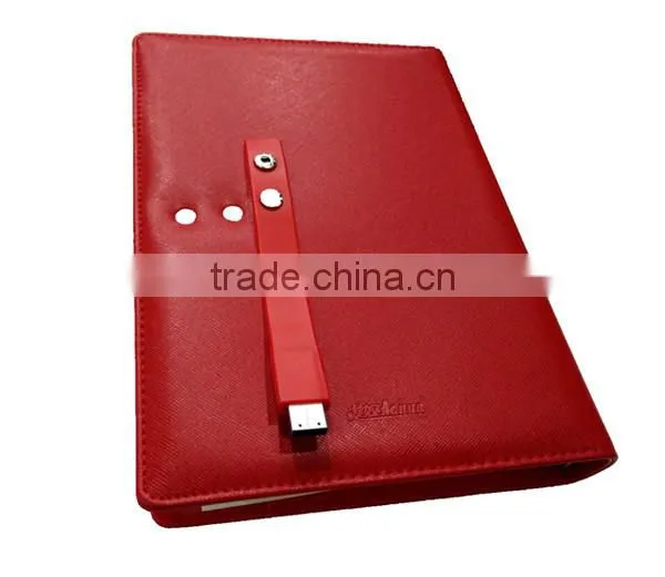 Top grade factory competitive price leather notebook with usb flash drive