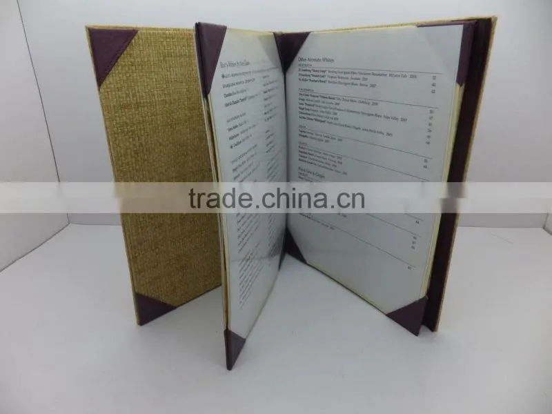 Fashion A4 PU Leather 6pages Menu Cover