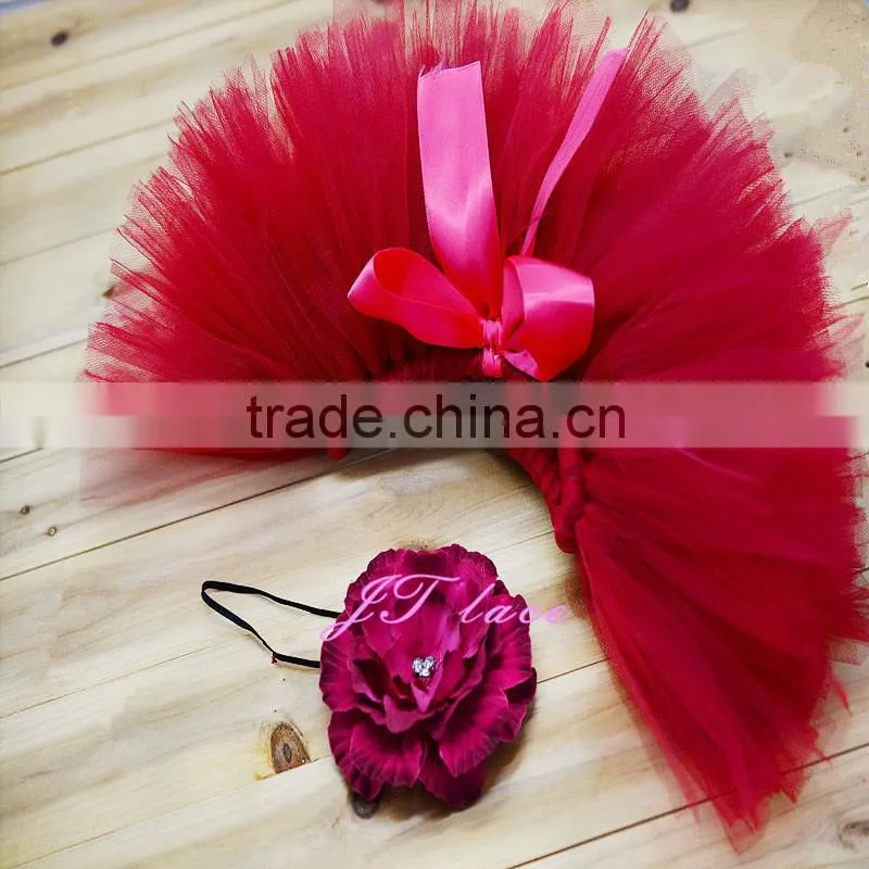 Newborn tutu set - baby girls - Maroon and matching flower headband - with pearls rhinestones