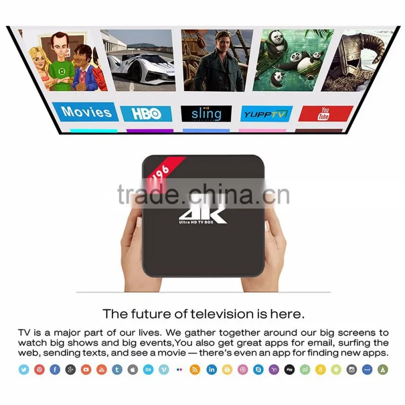 2016 factory hotsale Android TV Box IPTV Amlogic S905 Quad Core Android5.1 DDR3 1G 8G H96