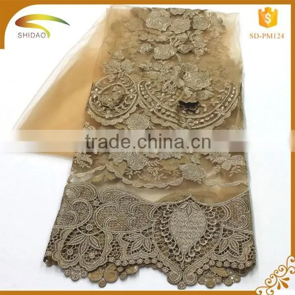SQT00096 Custom fast delivery black lace stretch voile mesh chantilly lace fabric for wedding dress garment