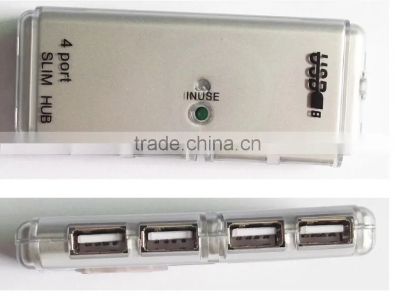 China Export Portable Novelty Slim USB 2.0 Hub 4 port With Short hide cable