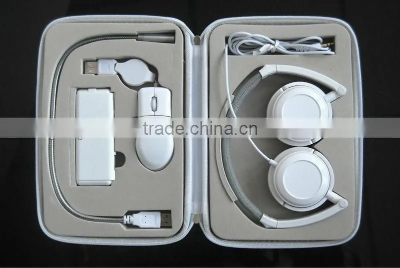 all pure white usb laptop travel kit for headphone,usb light,flat mouse
