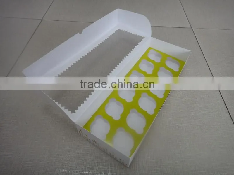 High grade printing cupcake packaging box with PVC windows