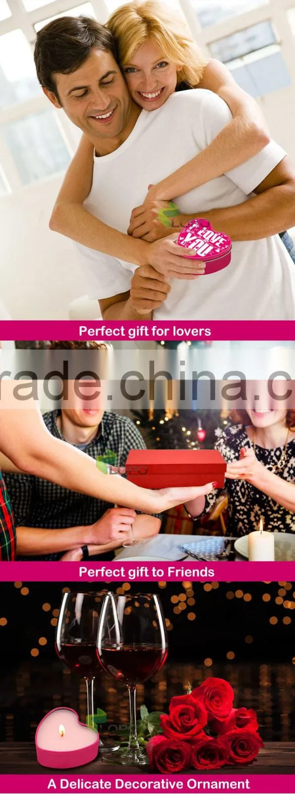 Heart shaped Sublimation Customed Metal Tin candle holder for lovers