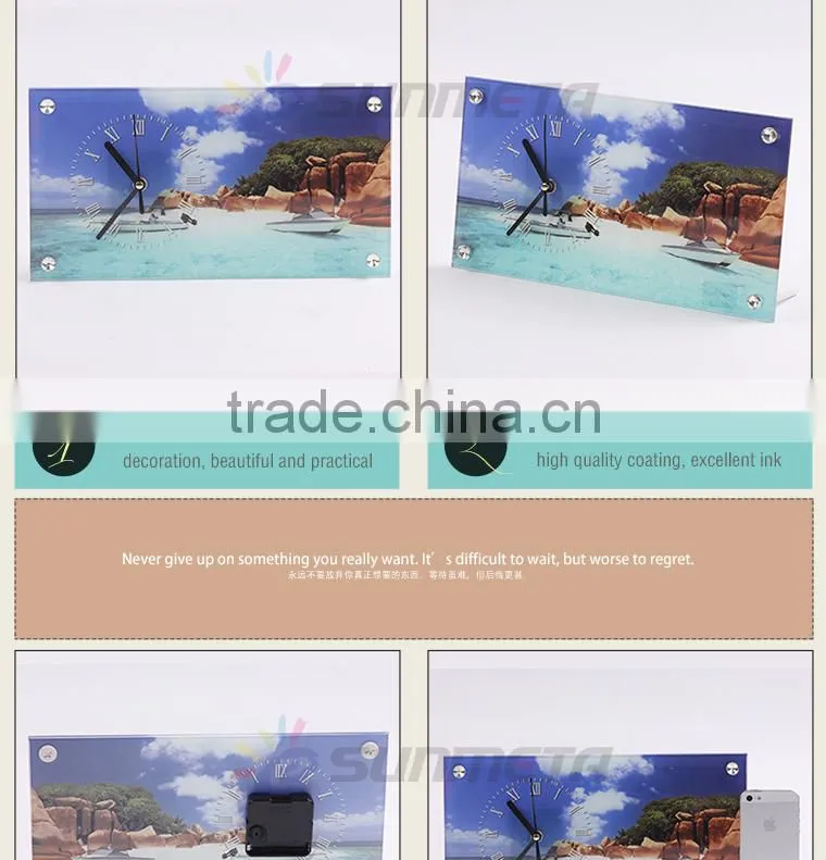 High Quality Sublimation Glass Photo Frame can be used for clock