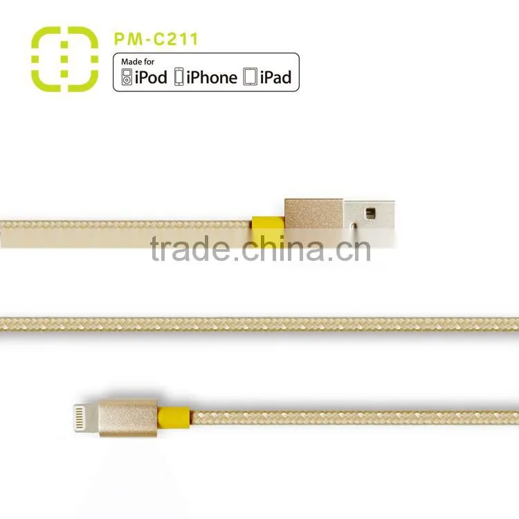 customized braided mfi cable with metal housing