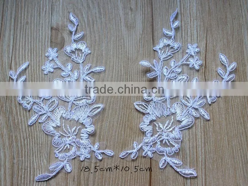 Vintage Alencon Lace Applique Embroidery Trim,Lace Flower Patch Wedding Supplies