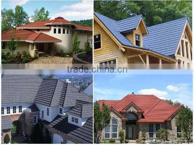 Hot sale 1340mmx420mm aluminum zinc plate colorful stone coated metal roofing