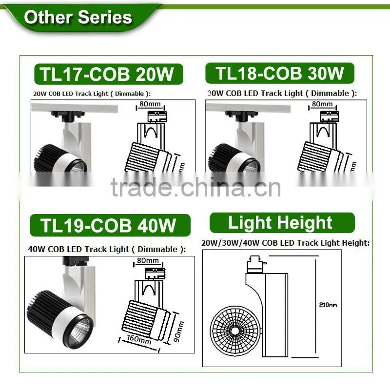 3 line connector bridgelux cob track light wholesale 3 years warranty cob track light 10W CE ROHS approval