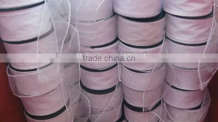 White Normal Organza Ribbons 5.5cmx25m with sewed edge for decorations