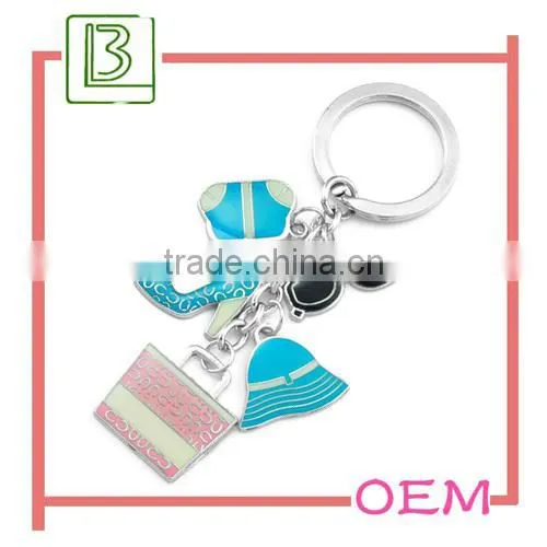Fashion blue and pink enamel shoe keychain for women gift