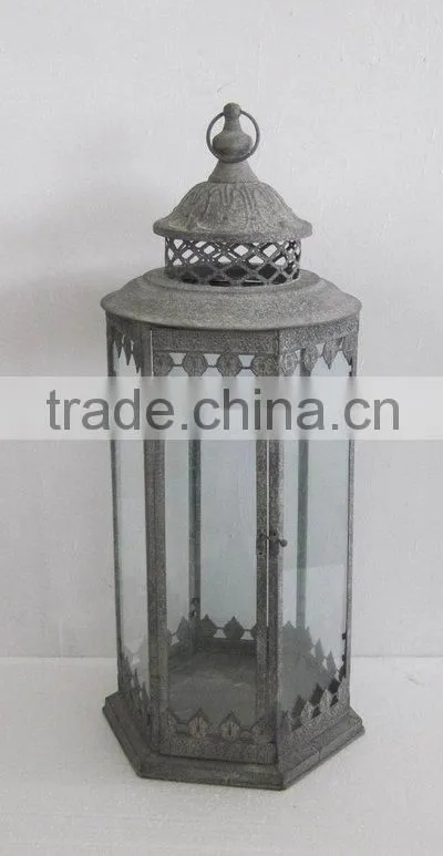 100517F- hexagonal metal candle lantern