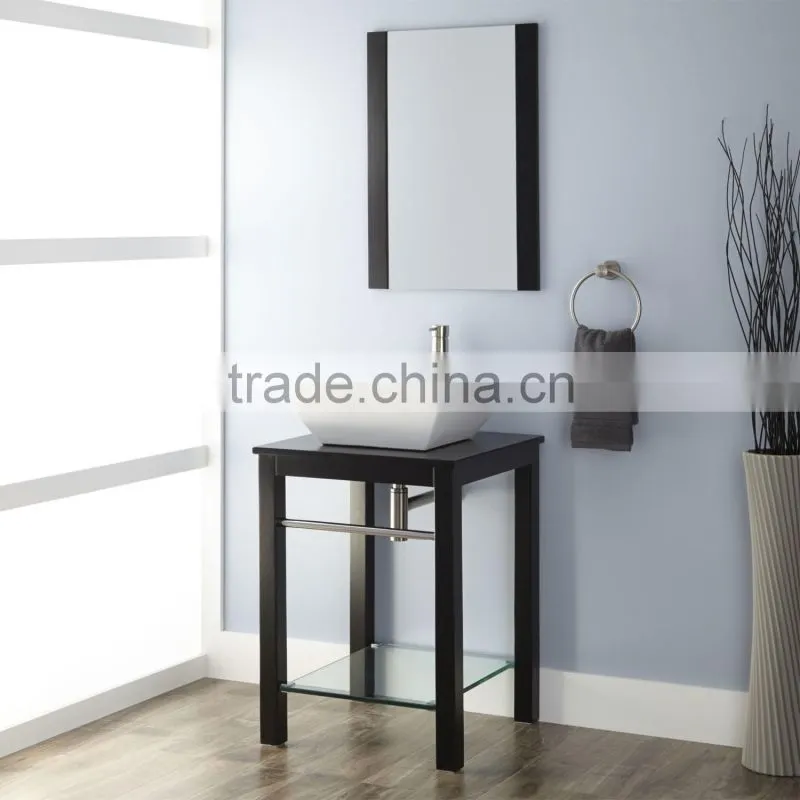 Simple European Solid Wood Bathroom Cabinet With Marble Countertop