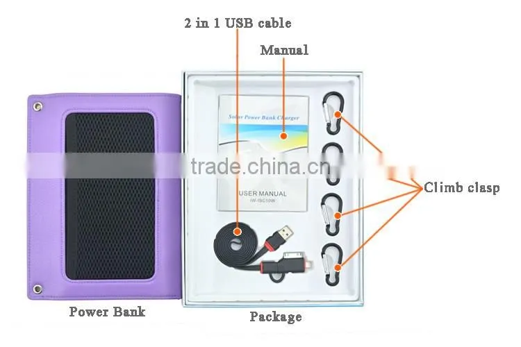 2016 Hot Selling Electronic Items PU Leather 10W 6000mAh Waterproof Solar Panel Charger for Mobile Phone