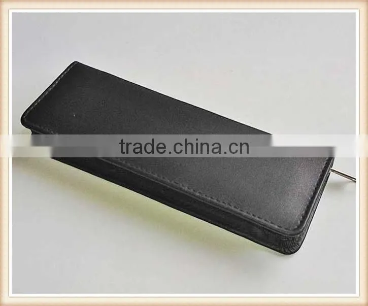 High Quality leather zipper pen case for metal pen