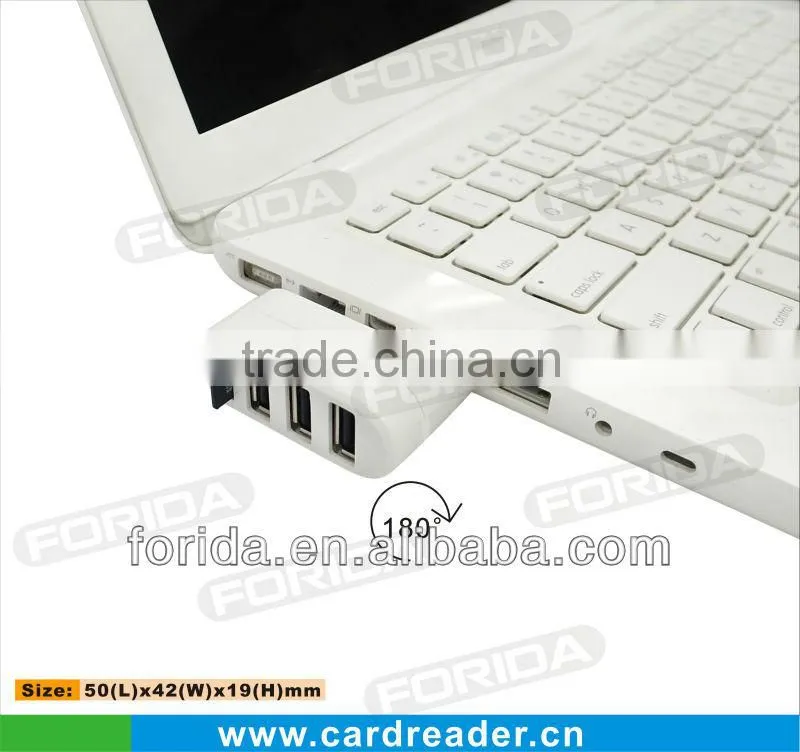 Turnable mini COMBO-usb hub 2.0 + card reader