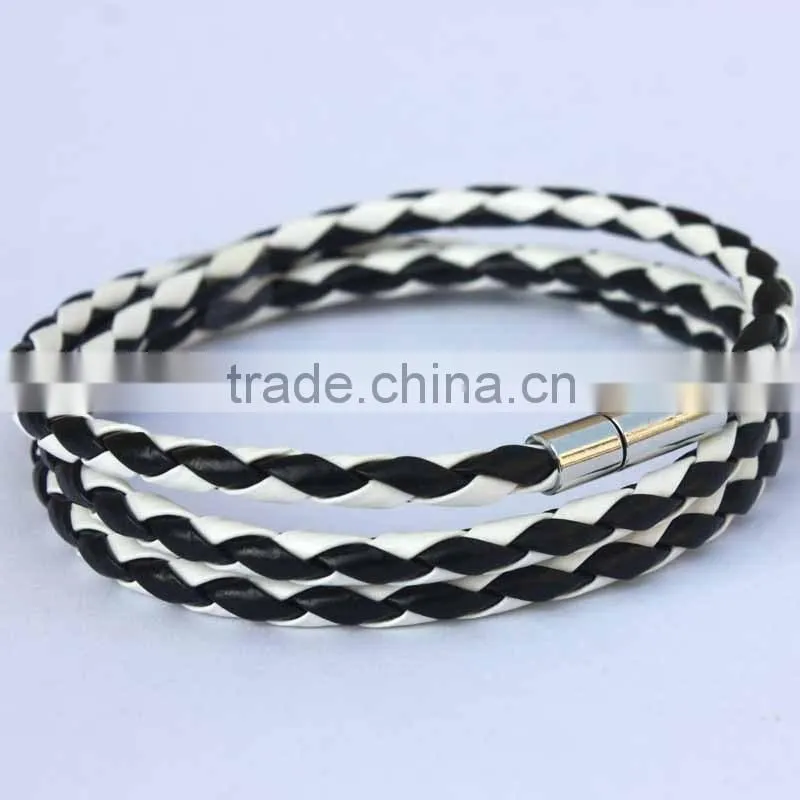 NEW Fashion Handmade Leather Wrap Wristband Cuff Punk Magnetic Buckle Bracelet