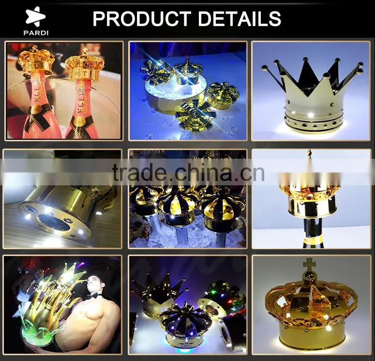 Custom nightclub champagne bottle led light crown bottle caps