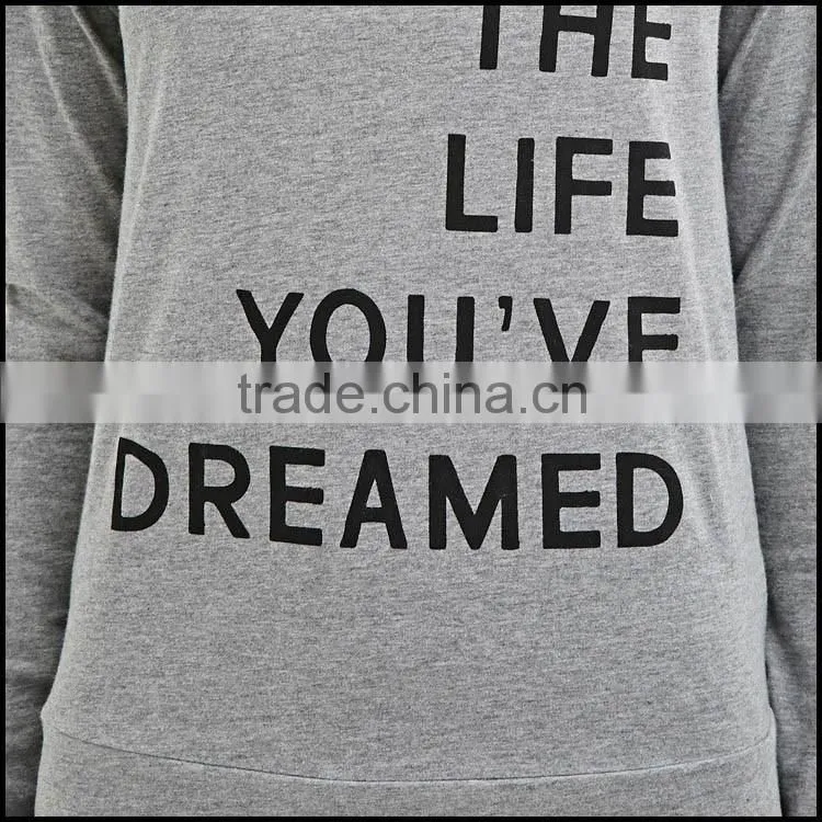 Lightweight Black 95% Cotton 5% Spandex Womens Long Sleeve T-shirt Custom Printed Slim Fit Workout T Shirts Wholesale