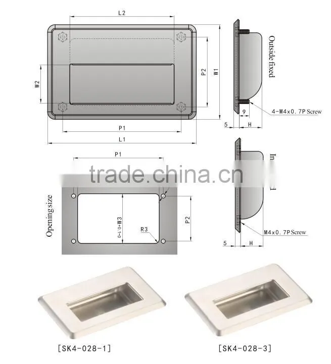 SK4-028-1 Made in China Stainless steel 304 Handle For Filing Cabinet Door