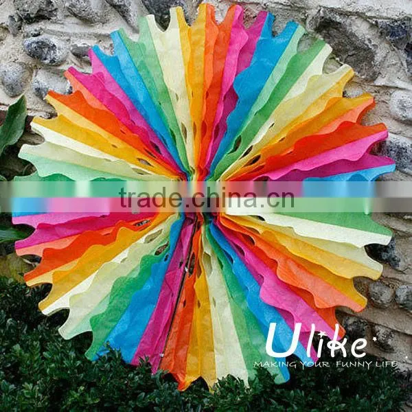 Popular Tissue Paper Fans Ceiling Decoration Inflatable Turquoise Kids Party Decoration