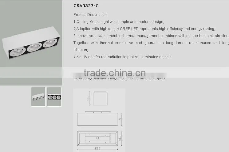 9W*3 27W high power 30w cob led ceiling light