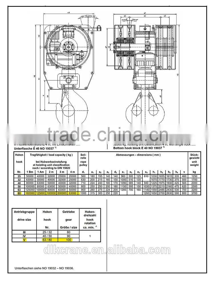 80t/100t/150t crane hook with standard quality