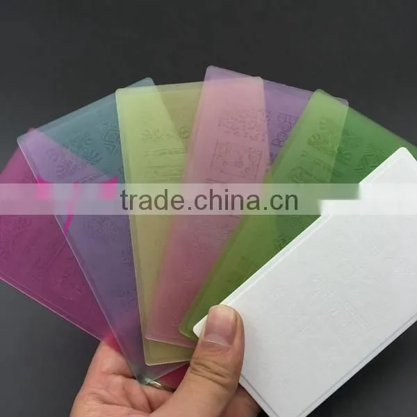 Easam new cheap high quality plastic PVC nail art stamp plate with 6 color available