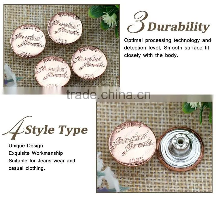 Furniture guangzhou Vogue Custom Made Metal Jeans Button for leather jacket