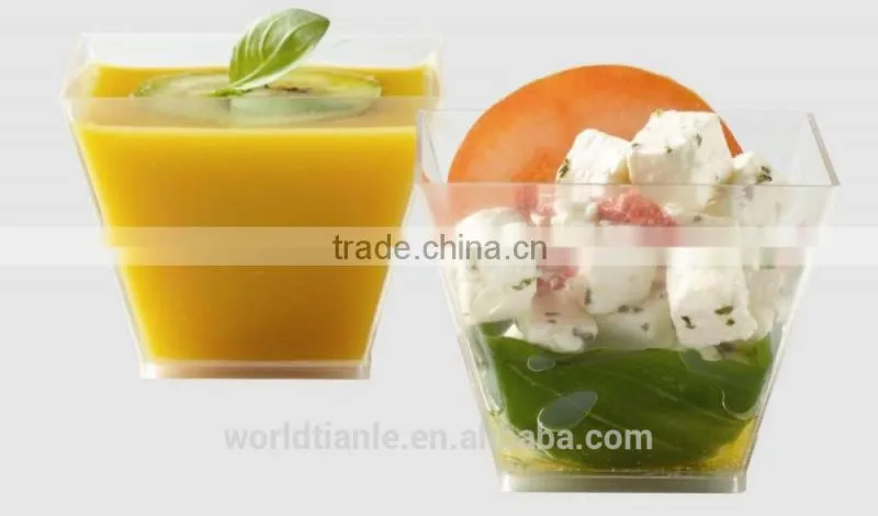 Green recycled and biodegradable square disposable plastic drinking cup