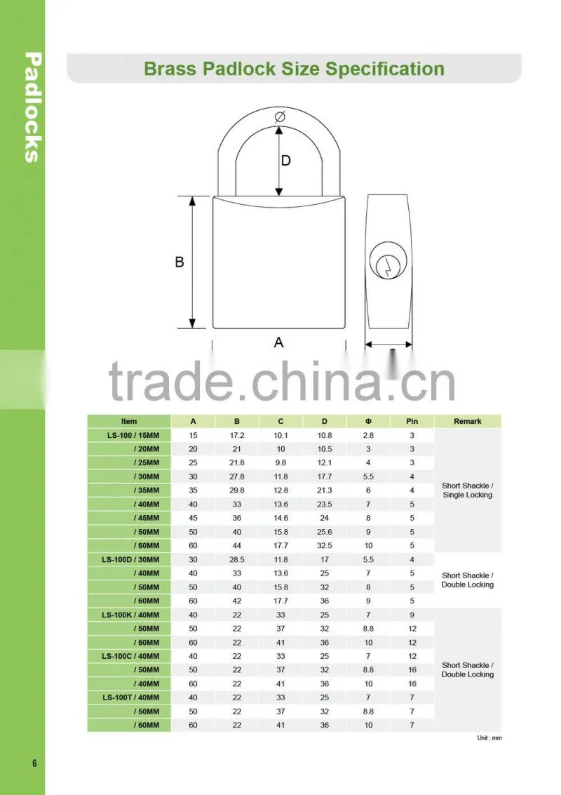 50mm brass Double Locking padlock