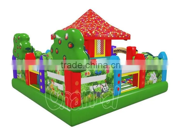 Cheap kids commercial inflatable amusement park with slide