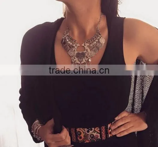 2016 Fashion Coin Tassel Bohemia Gypsy Vintage Choker Collar Statement Necklaces