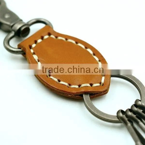 custom 3D logo authentic leather key chain with snap hook