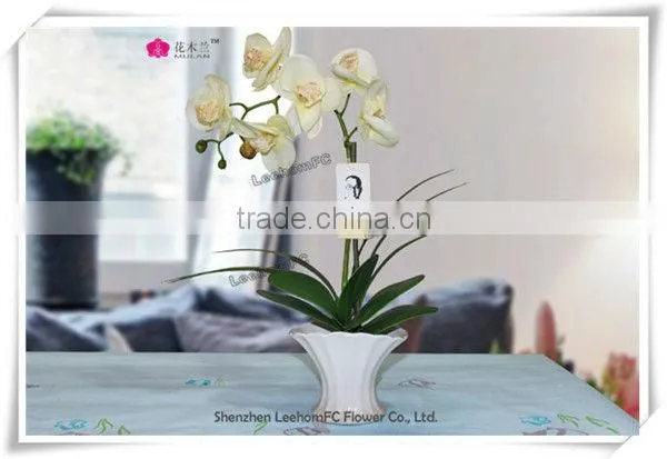 wedding table decoration artificial flower fabric orchid with glass